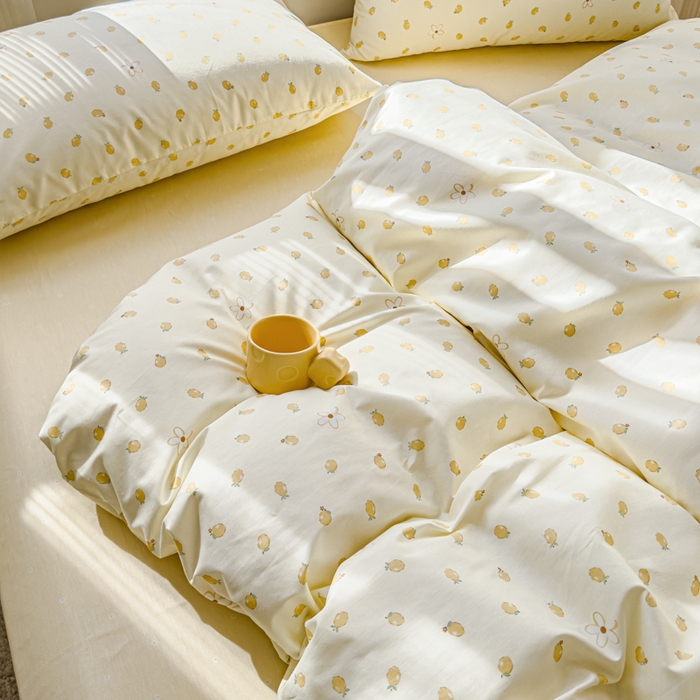 91家纺网 家纺一手货源 找家纺 感遇家纺 2026新款全棉纯棉印花13372四件套 柠檬蜜语