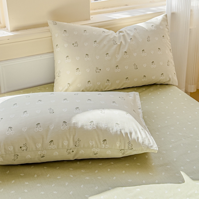 91家纺网 家纺一手货源 找家纺 感遇家纺 2026新款全棉纯棉印花13372四件套 暖樱-绿