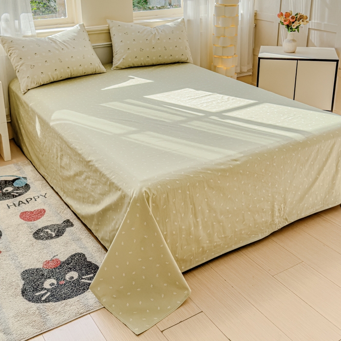 91家纺网 家纺一手货源 找家纺 感遇家纺 2026新款全棉纯棉印花13372四件套 暖樱-绿