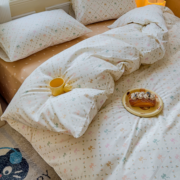 91家纺网 家纺一手货源 找家纺 感遇家纺 2026新款全棉纯棉印花13372四件套 七彩蝴蝶结