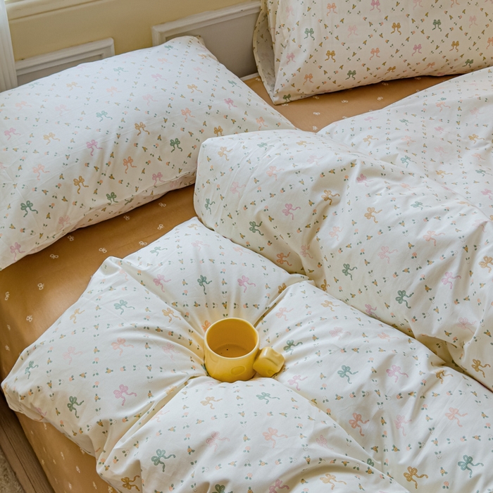 91家纺网 家纺一手货源 找家纺 感遇家纺 2026新款全棉纯棉印花13372四件套 七彩蝴蝶结