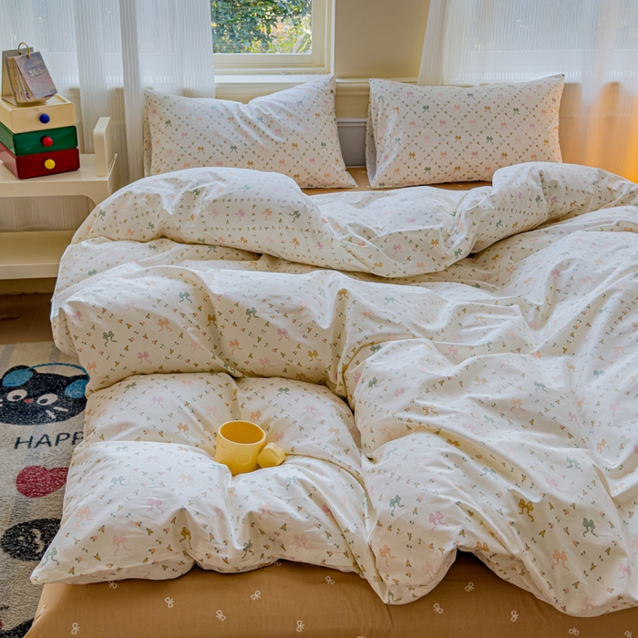 91家纺网 家纺一手货源 找家纺 感遇家纺 2026新款全棉纯棉印花13372四件套 七彩蝴蝶结