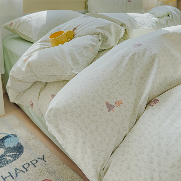 感遇家纺 2026新款全棉纯棉印花13372四件套 热带雨林-绿