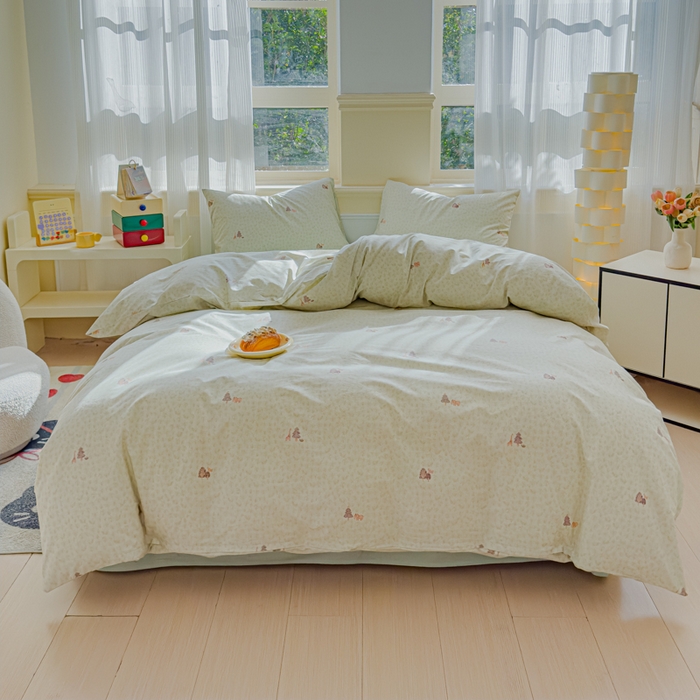 91家纺网 家纺一手货源 找家纺 感遇家纺 2026新款全棉纯棉印花13372四件套 热带雨林-绿