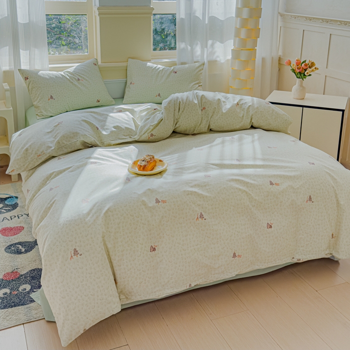 91家纺网 家纺一手货源 找家纺 感遇家纺 2026新款全棉纯棉印花13372四件套 热带雨林-绿