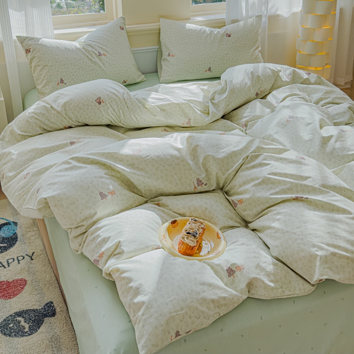 91家纺网 家纺一手货源 找家纺 感遇家纺 2026新款全棉纯棉印花13372四件套 热带雨林-绿