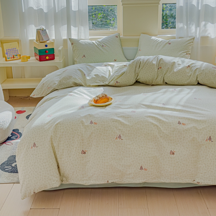 91家纺网 家纺一手货源 找家纺 感遇家纺 2026新款全棉纯棉印花13372四件套 热带雨林-绿