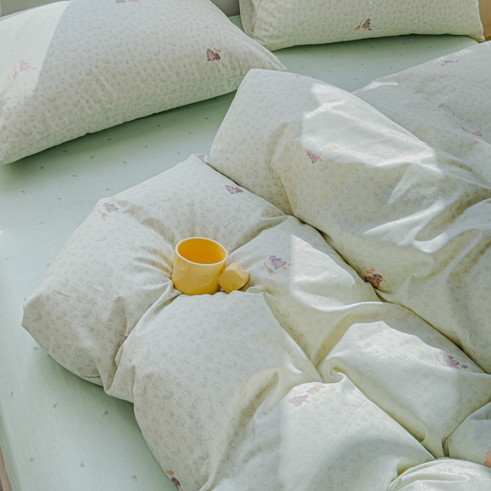 91家纺网 家纺一手货源 找家纺 感遇家纺 2026新款全棉纯棉印花13372四件套 热带雨林-绿