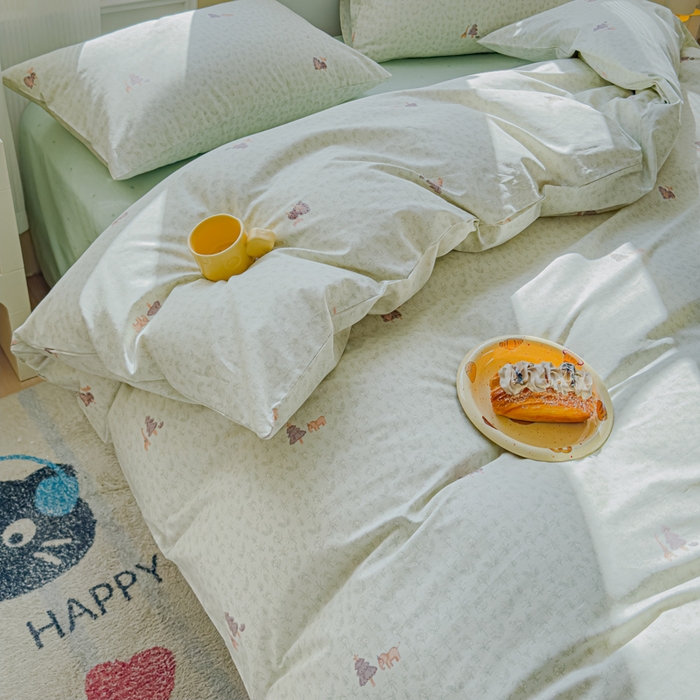 91家纺网 家纺一手货源 找家纺 感遇家纺 2026新款全棉纯棉印花13372四件套 热带雨林-绿