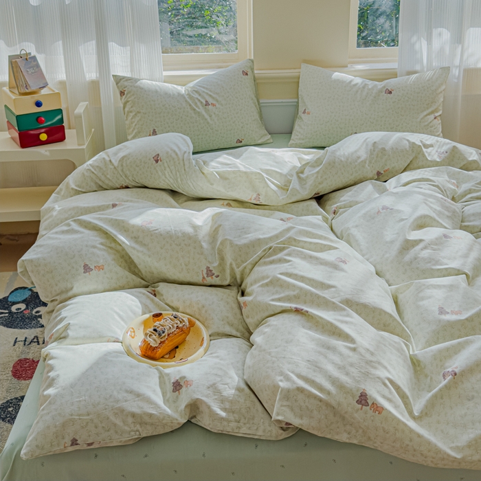 91家纺网 家纺一手货源 找家纺 感遇家纺 2026新款全棉纯棉印花13372四件套 热带雨林-绿