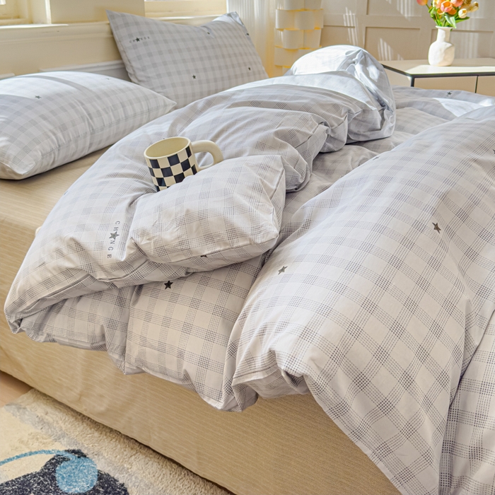 91家纺网 家纺一手货源 找家纺 感遇家纺 2026新款全棉纯棉印花13372四件套 星辰大海-灰