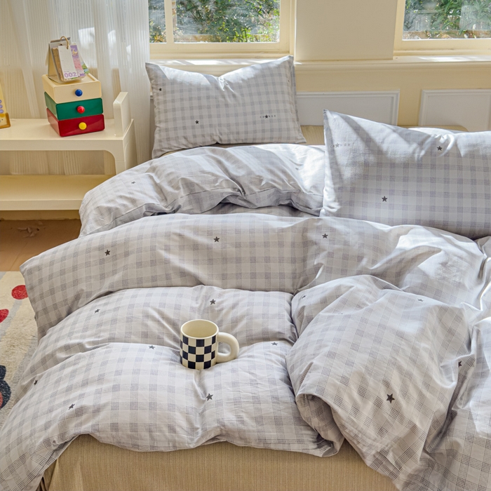 91家纺网 家纺一手货源 找家纺 感遇家纺 2026新款全棉纯棉印花13372四件套 星辰大海-灰