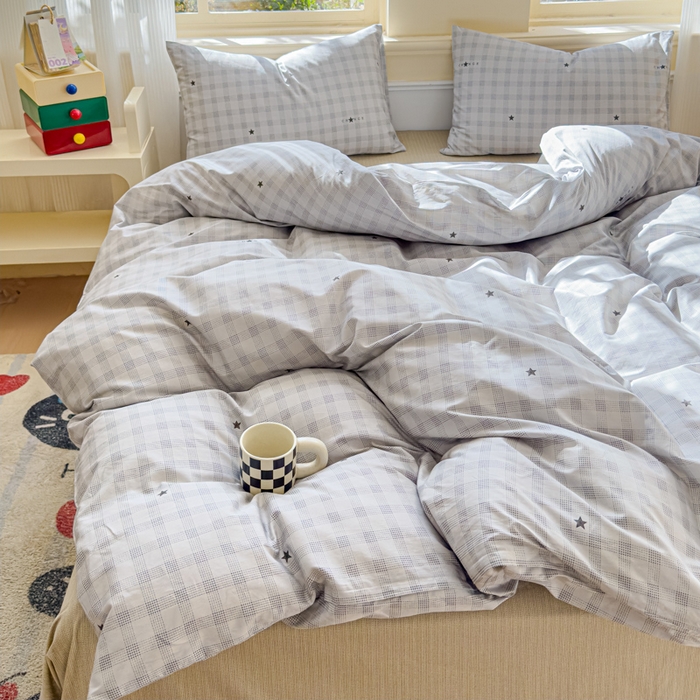 91家纺网 家纺一手货源 找家纺 感遇家纺 2026新款全棉纯棉印花13372四件套 星辰大海-灰