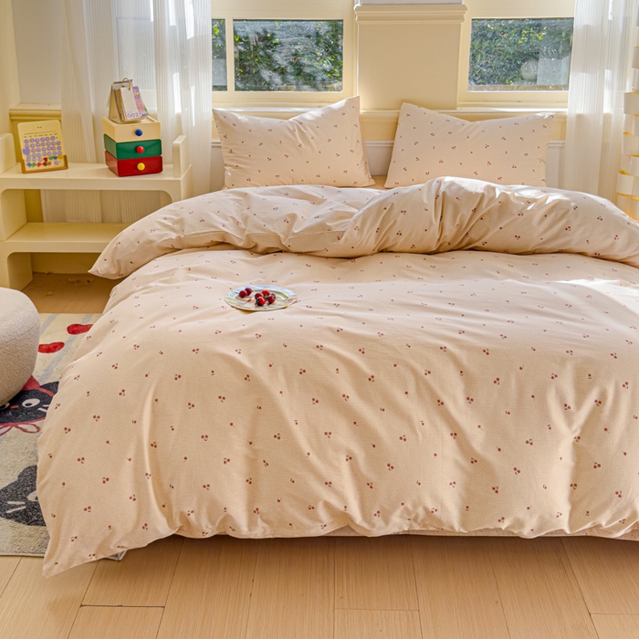 91家纺网 家纺一手货源 找家纺 感遇家纺 2026新款全棉纯棉印花13372四件套 樱桃之夏