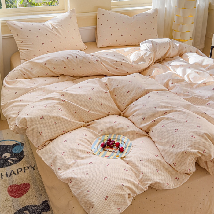 91家纺网 家纺一手货源 找家纺 感遇家纺 2026新款全棉纯棉印花13372四件套 樱桃之夏