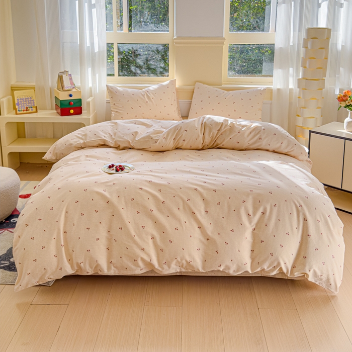 91家纺网 家纺一手货源 找家纺 感遇家纺 2026新款全棉纯棉印花13372四件套 樱桃之夏