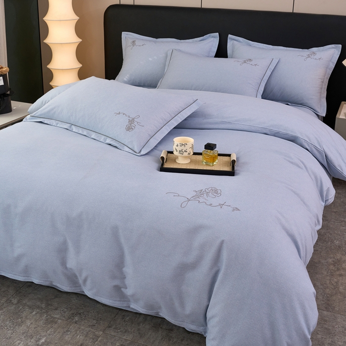 91家纺网 家纺一手货源 找家纺 （总）三沁家居 2025新款全棉磨毛刺绣四件套-玫瑰物语