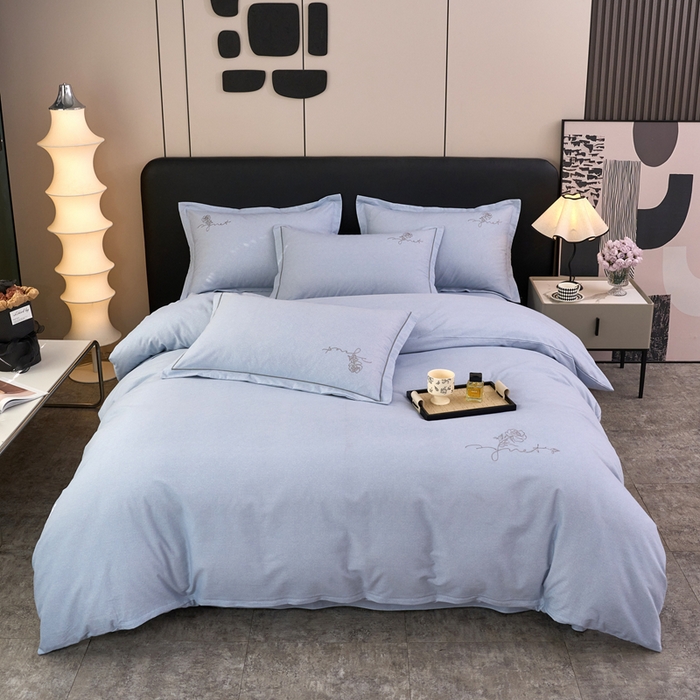 91家纺网 家纺一手货源 找家纺 三沁家居 2025新款全棉磨毛刺绣四件套-玫瑰物语 玫瑰物语-蓝灰