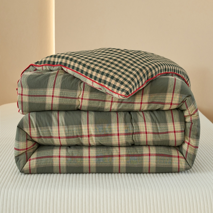 91家纺网 家纺一手货源 找家纺 （总）三沁家居 2025新款全棉色织水洗棉大豆被冬被被子被芯