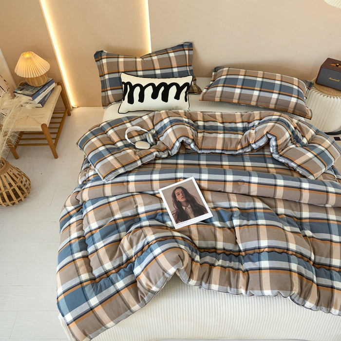 91家纺网 家纺一手货源 找家纺 三沁家居 2025新款全棉色织水洗棉大豆被冬被被子被芯 爵士乐章