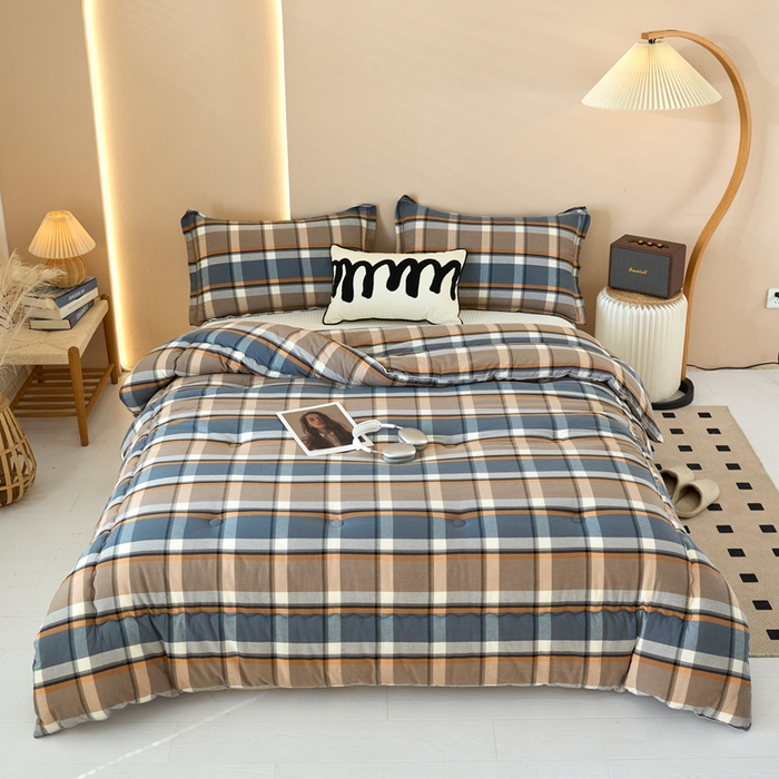 91家纺网 家纺一手货源 找家纺 三沁家居 2025新款全棉色织水洗棉大豆被冬被被子被芯 爵士乐章