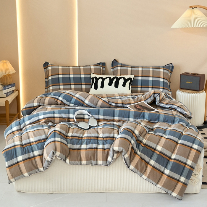 91家纺网 家纺一手货源 找家纺 三沁家居 2025新款全棉色织水洗棉大豆被冬被被子被芯 爵士乐章