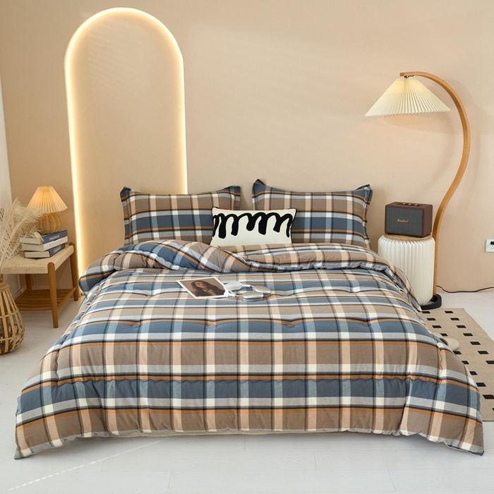 91家纺网 家纺一手货源 找家纺 三沁家居 2025新款全棉色织水洗棉大豆被冬被被子被芯 爵士乐章