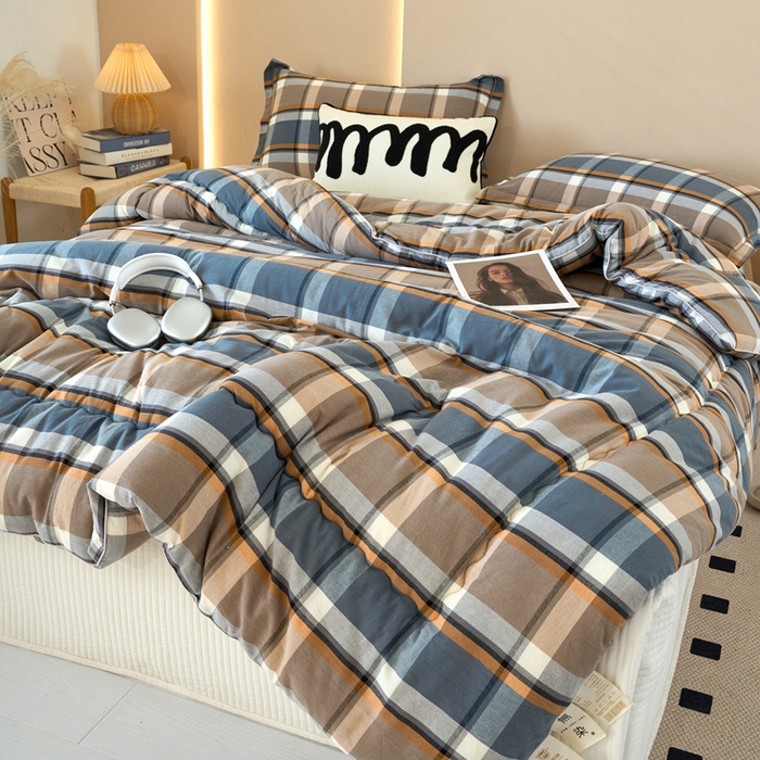 91家纺网 家纺一手货源 找家纺 三沁家居 2025新款全棉色织水洗棉大豆被冬被被子被芯 爵士乐章