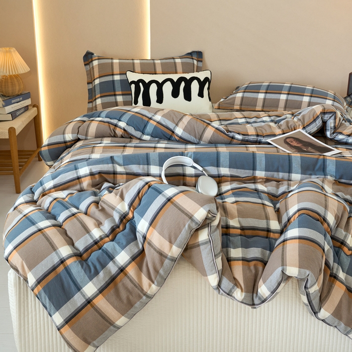 91家纺网 家纺一手货源 找家纺 三沁家居 2025新款全棉色织水洗棉大豆被冬被被子被芯 爵士乐章