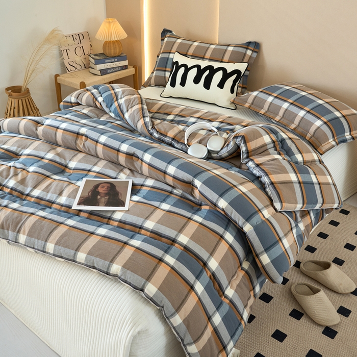 91家纺网 家纺一手货源 找家纺 三沁家居 2025新款全棉色织水洗棉大豆被冬被被子被芯 爵士乐章