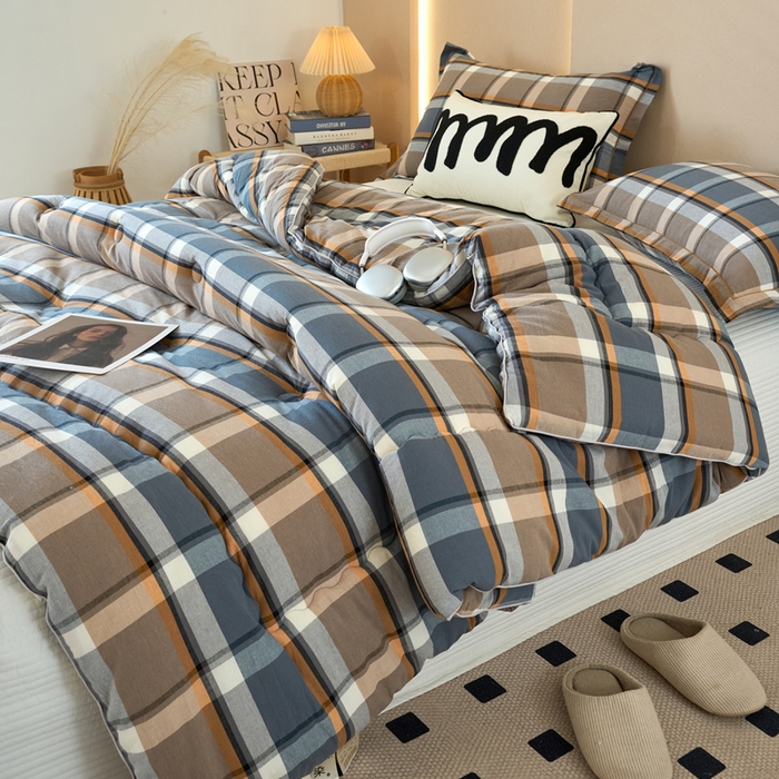 91家纺网 家纺一手货源 找家纺 三沁家居 2025新款全棉色织水洗棉大豆被冬被被子被芯 爵士乐章