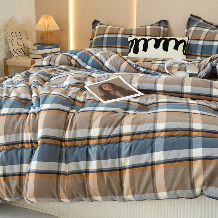 91家纺网 家纺一手货源 找家纺 三沁家居 2025新款全棉色织水洗棉大豆被冬被被子被芯 爵士乐章