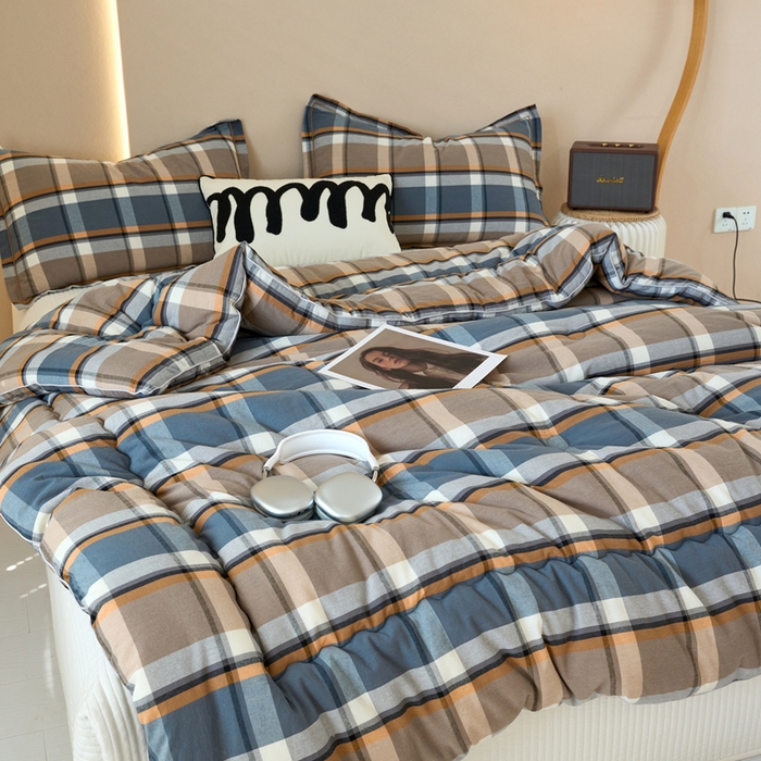 91家纺网 家纺一手货源 找家纺 三沁家居 2025新款全棉色织水洗棉大豆被冬被被子被芯 爵士乐章