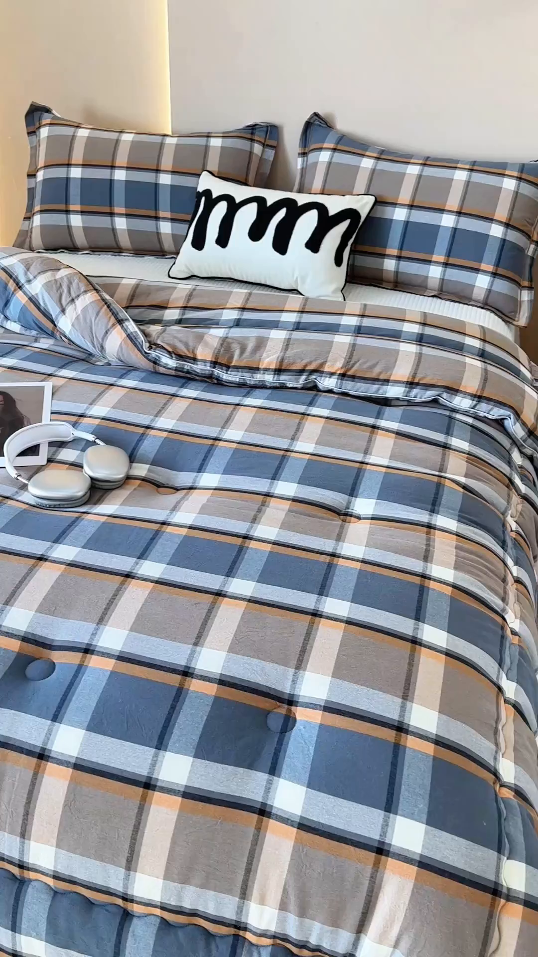 91家纺网 家纺一手货源 找家纺 三沁家居 2025新款全棉色织水洗棉大豆被冬被被子被芯 爵士乐章