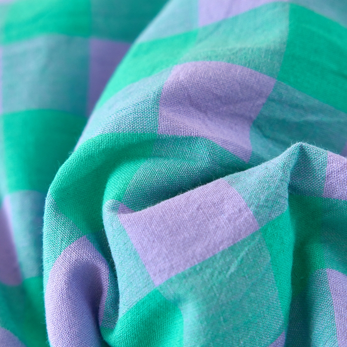 91家纺网 家纺一手货源 找家纺 三沁家居 2025新款全棉色织水洗棉大豆被冬被被子被芯 梦幻紫绿