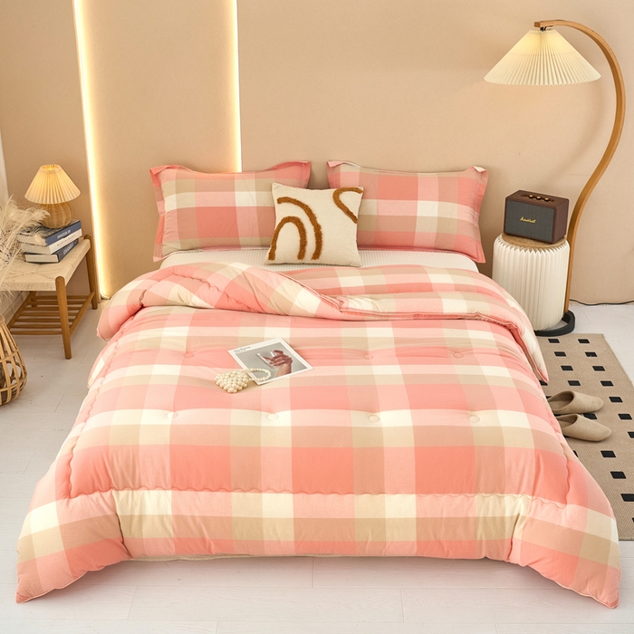 91家纺网 家纺一手货源 找家纺 三沁家居 2025新款全棉色织水洗棉大豆被冬被被子被芯 米夕玉咖