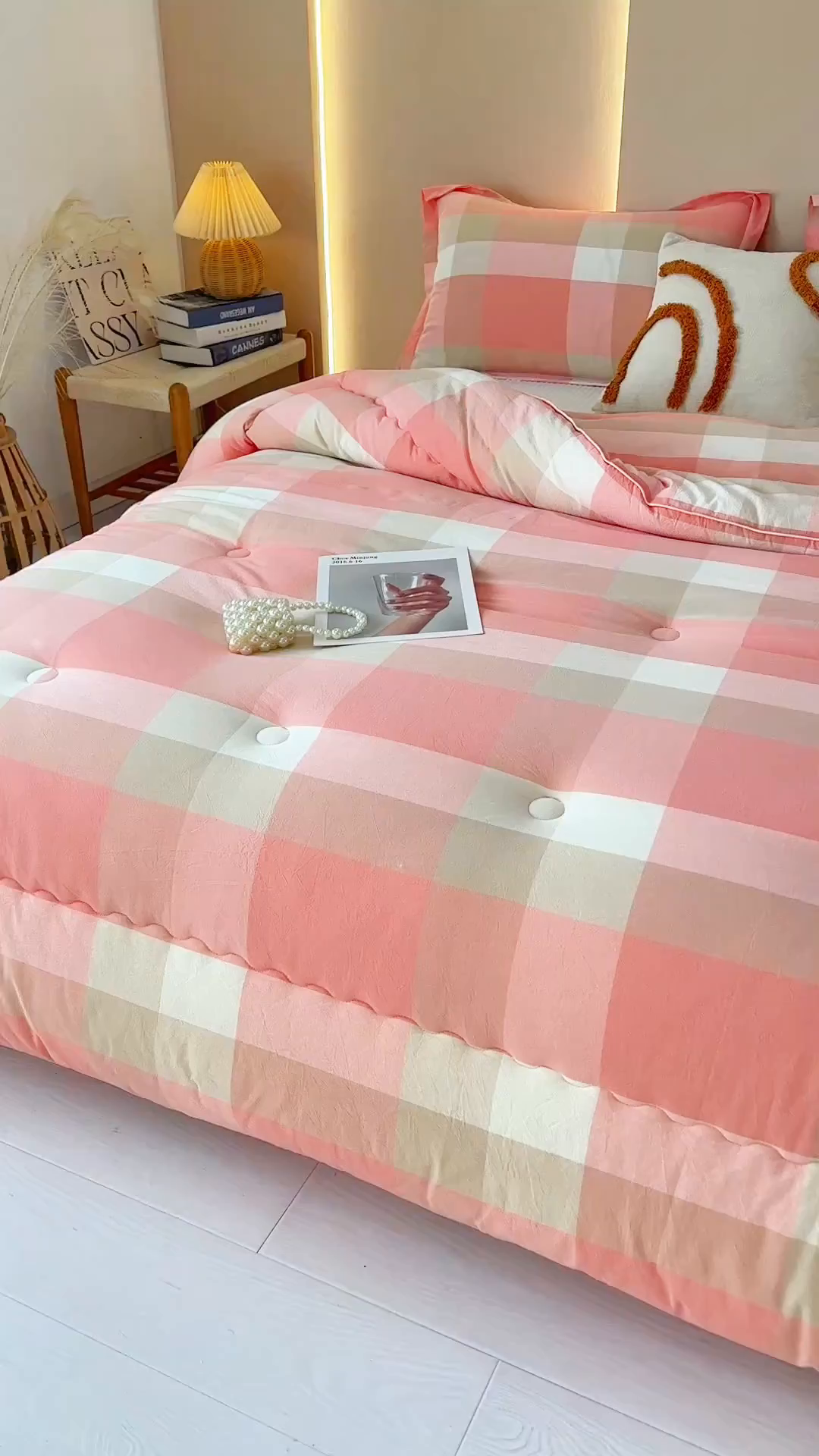 91家纺网 家纺一手货源 找家纺 三沁家居 2025新款全棉色织水洗棉大豆被冬被被子被芯 米夕玉咖