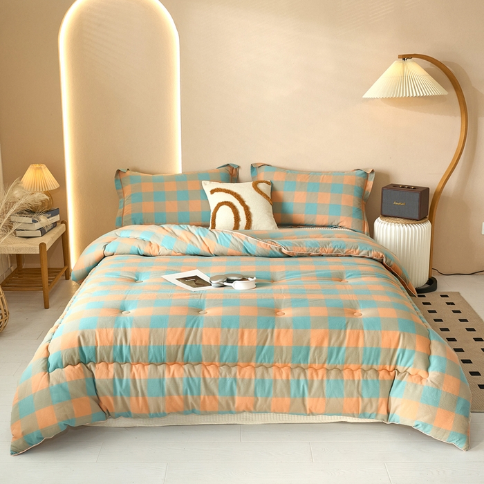 91家纺网 家纺一手货源 找家纺 三沁家居 2025新款全棉色织水洗棉大豆被冬被被子被芯 沐梵