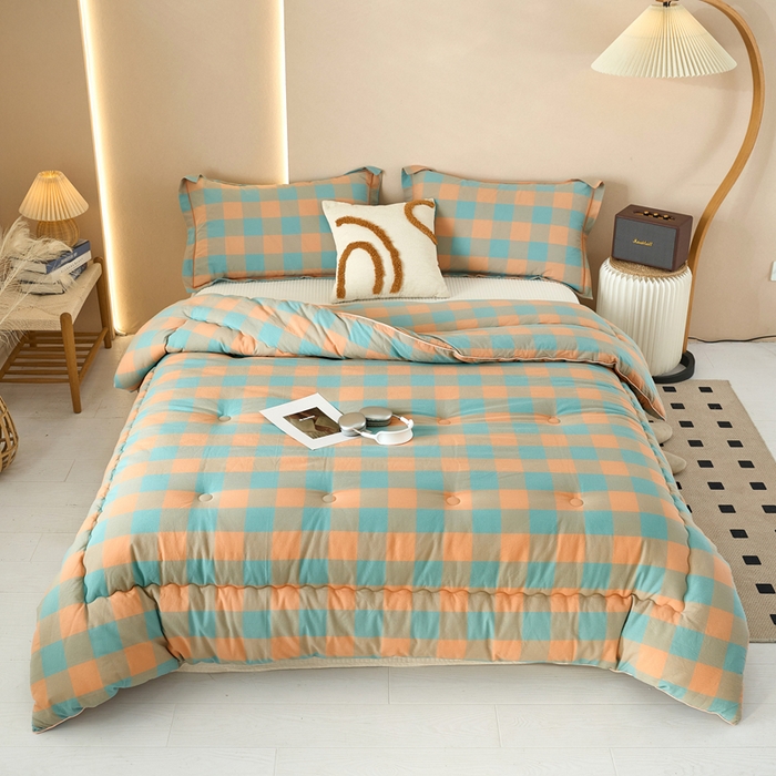 91家纺网 家纺一手货源 找家纺 三沁家居 2025新款全棉色织水洗棉大豆被冬被被子被芯 沐梵