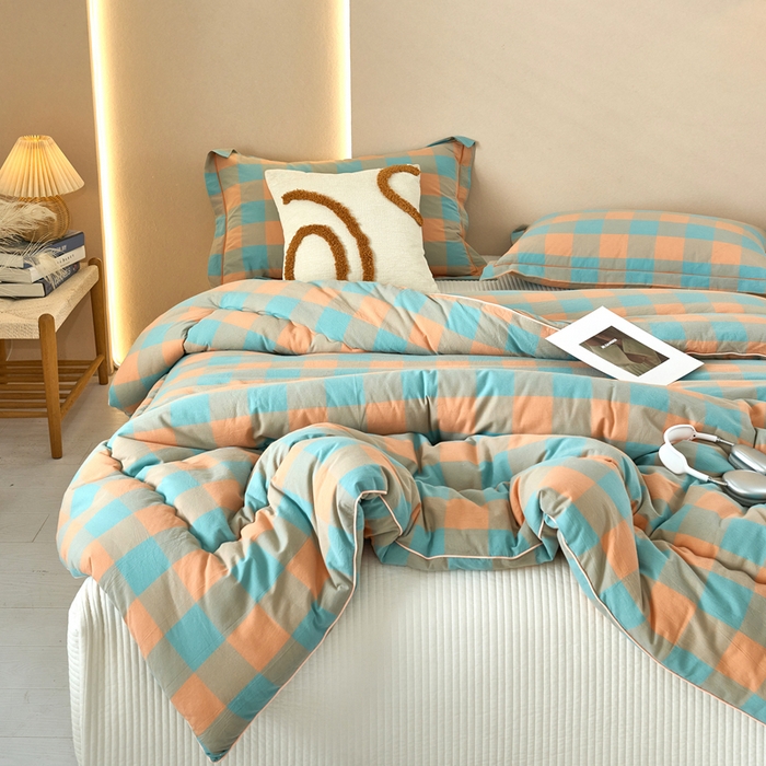 91家纺网 家纺一手货源 找家纺 三沁家居 2025新款全棉色织水洗棉大豆被冬被被子被芯 沐梵