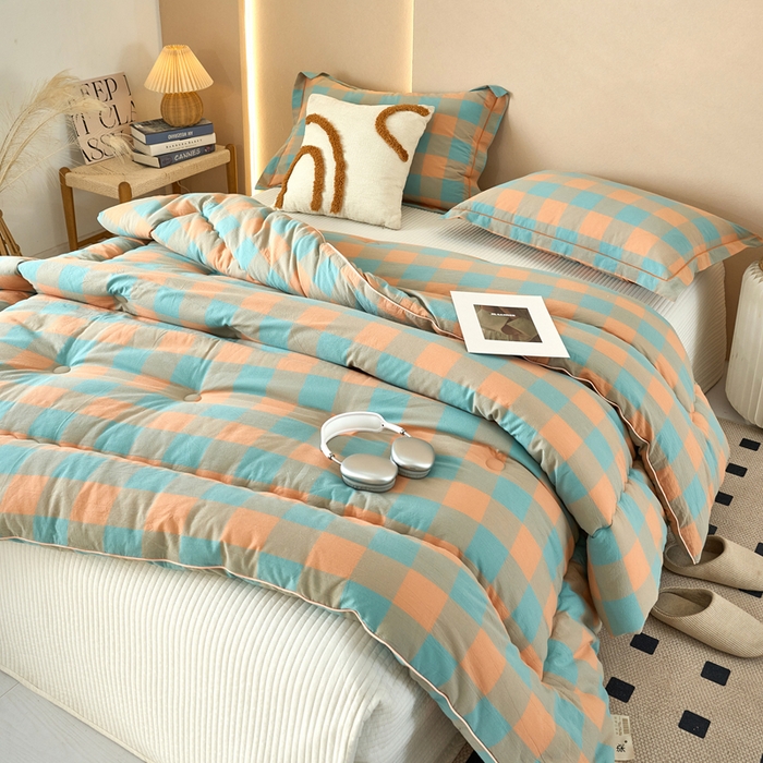 91家纺网 家纺一手货源 找家纺 三沁家居 2025新款全棉色织水洗棉大豆被冬被被子被芯 沐梵