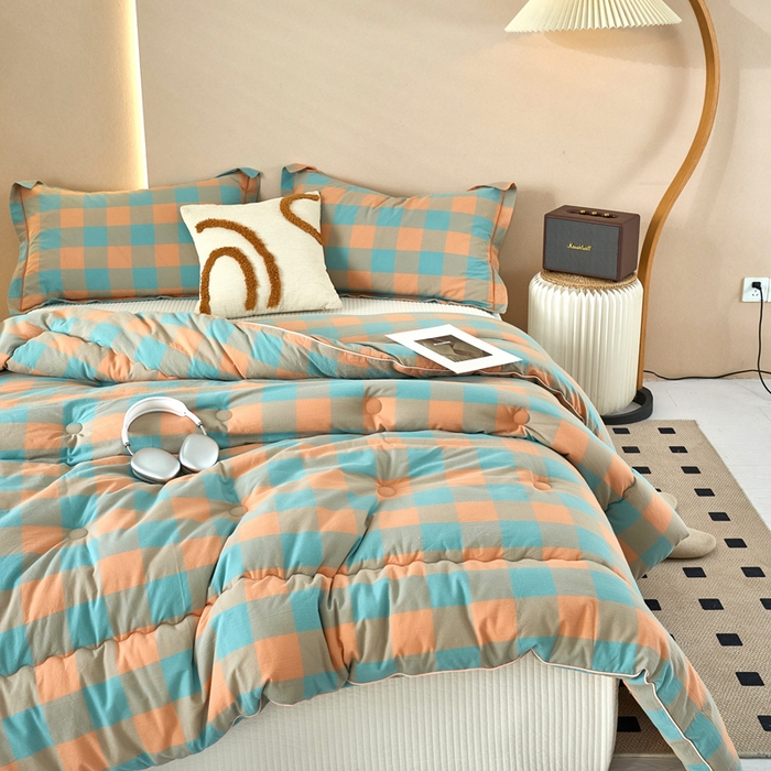 91家纺网 家纺一手货源 找家纺 三沁家居 2025新款全棉色织水洗棉大豆被冬被被子被芯 沐梵