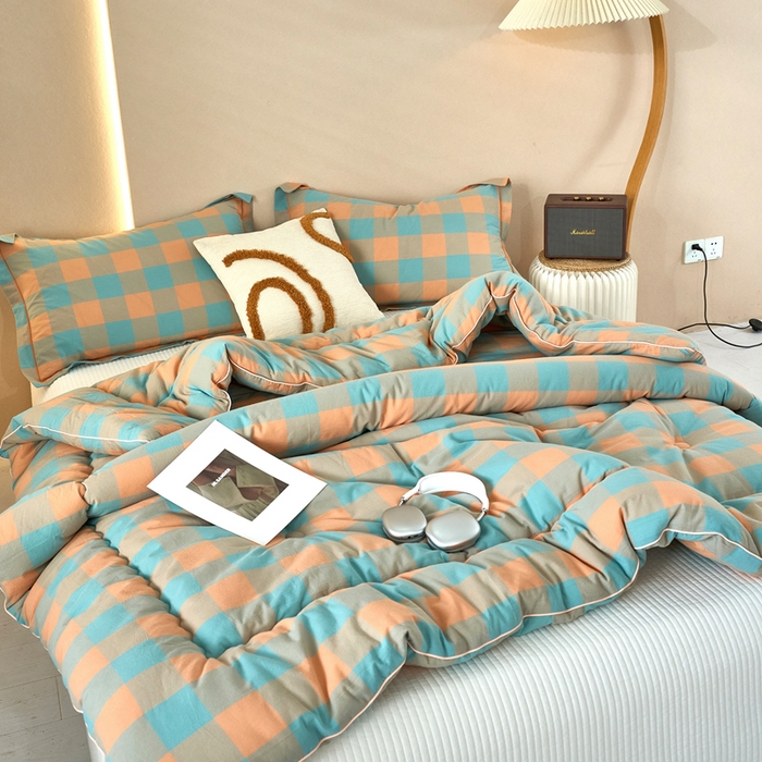 91家纺网 家纺一手货源 找家纺 三沁家居 2025新款全棉色织水洗棉大豆被冬被被子被芯 沐梵