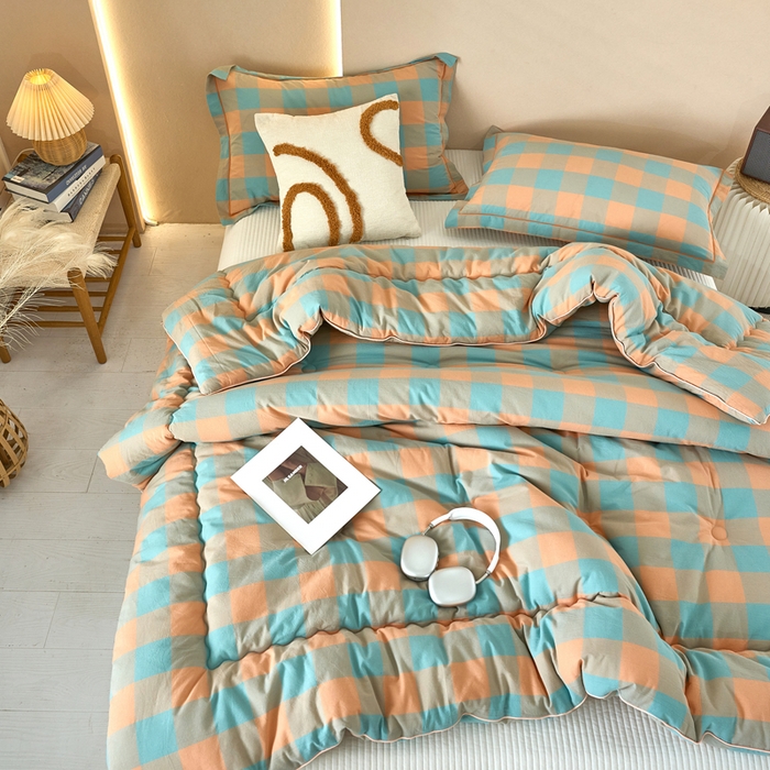 91家纺网 家纺一手货源 找家纺 三沁家居 2025新款全棉色织水洗棉大豆被冬被被子被芯 沐梵