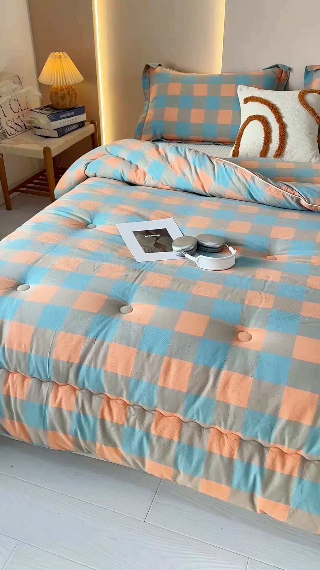 91家纺网 家纺一手货源 找家纺 三沁家居 2025新款全棉色织水洗棉大豆被冬被被子被芯 沐梵