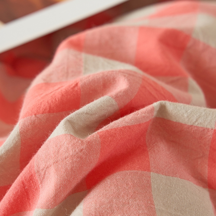 91家纺网 家纺一手货源 找家纺 三沁家居 2025新款全棉色织水洗棉大豆被冬被被子被芯 专粉中格