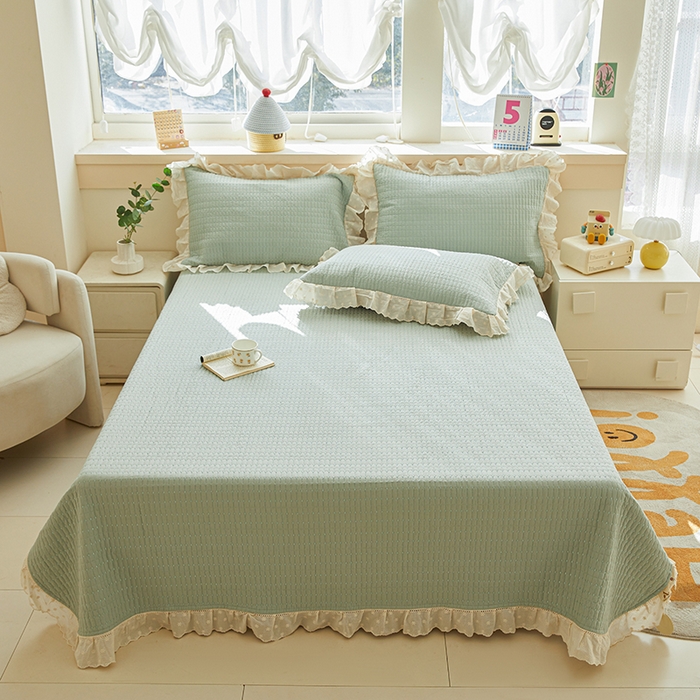 91家纺网 家纺一手货源 找家纺 （总）源舜家纺 2026新款天丝棉麻莱赛尔莫代尔天丝棉米粒绣床盖三件套