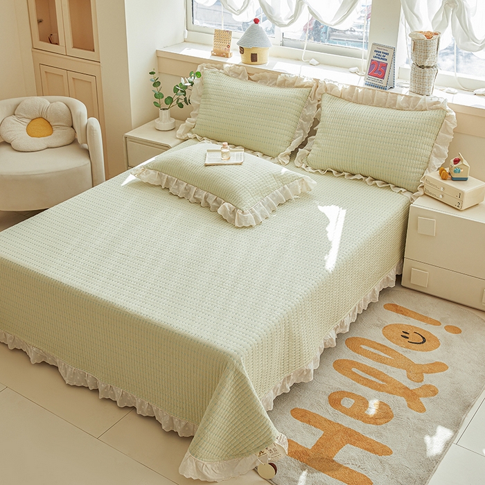 91家纺网 家纺一手货源 找家纺 （总）源舜家纺 2026新款天丝棉麻莱赛尔莫代尔天丝棉米粒绣床盖三件套