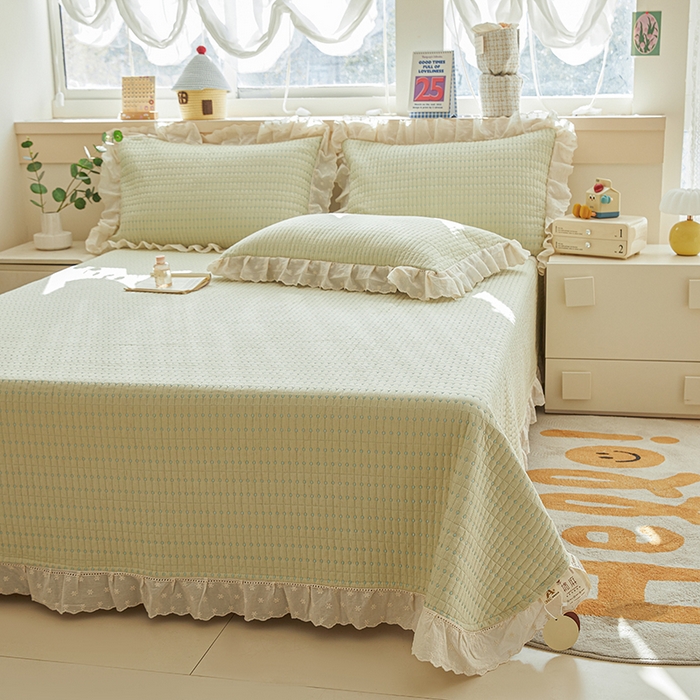 91家纺网 家纺一手货源 找家纺 （总）源舜家纺 2026新款天丝棉麻莱赛尔莫代尔天丝棉米粒绣床盖三件套