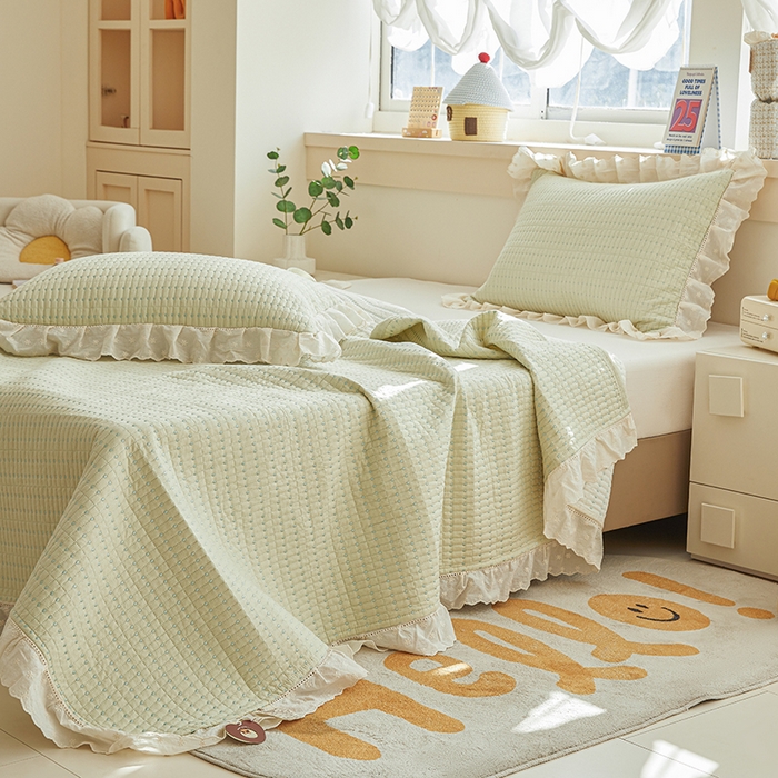 91家纺网 家纺一手货源 找家纺 （总）源舜家纺 2026新款天丝棉麻莱赛尔莫代尔天丝棉米粒绣床盖三件套